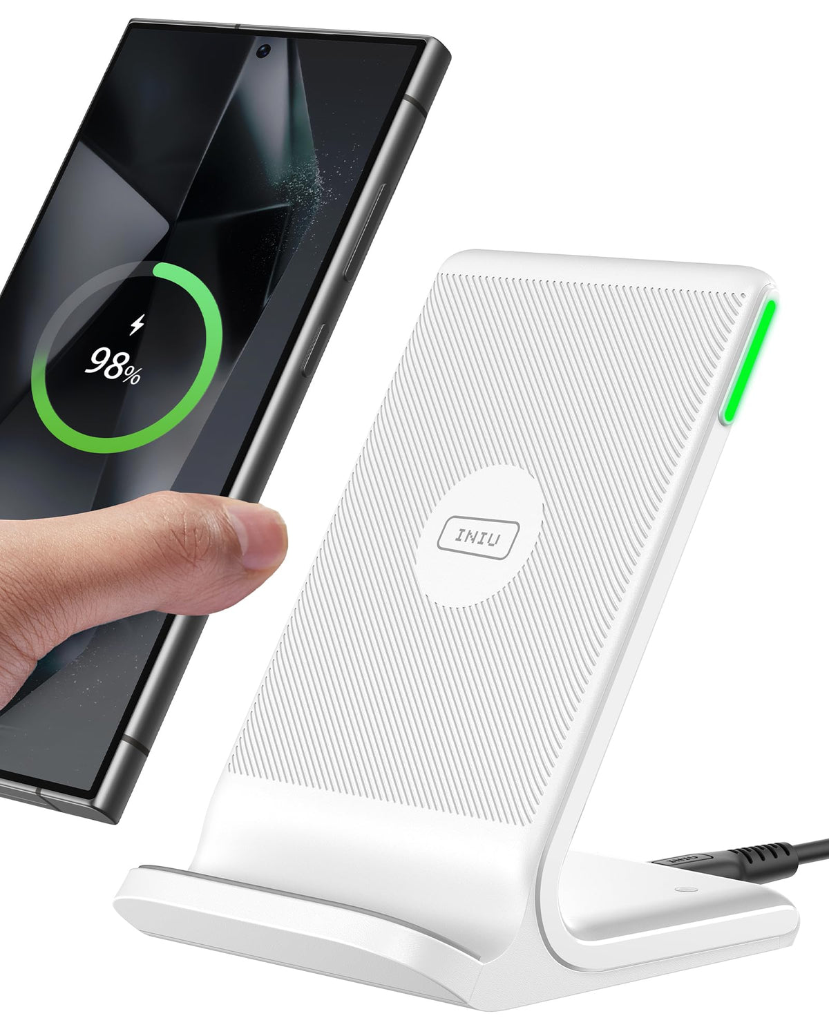 INIU Wireless Charger, 15W Schnelles Induktive Ladestation mit LED