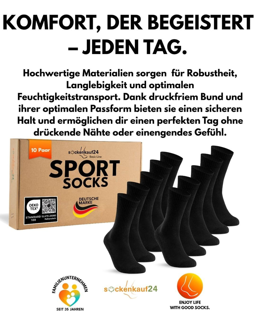 10 Paar Sportsocken Tennissocken Herren Damen Atmungsaktive Crew Socken Baumwolle