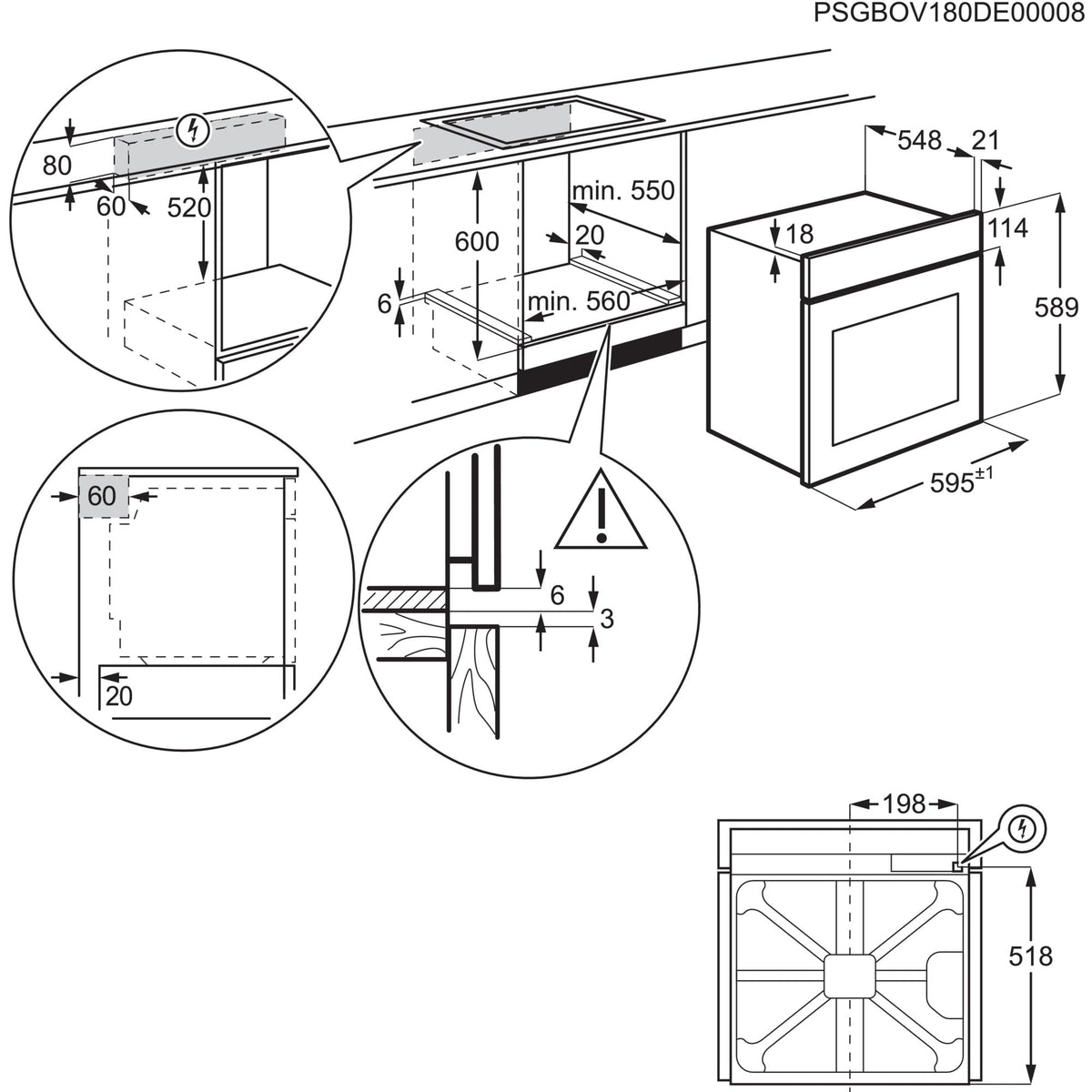 AEG Einbaubackofen, Serie 5 Ringheißluft: Gleichmäßige Garergebnisse auf 3 Ebenen, Pyrolyse Selbstreinigung, 45 Automatikprogramme, LED-Touchdisplay, Schnellaufheizung, Edelstahl, OU5PB40WSM