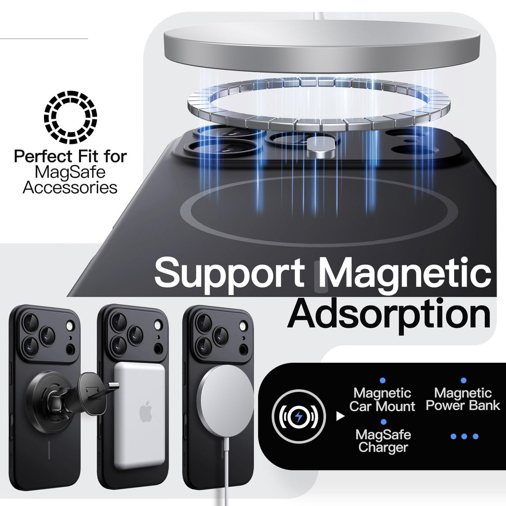 JETech Magnetische Dünne Hülle für iPhone 18 Pro, Schwarz
