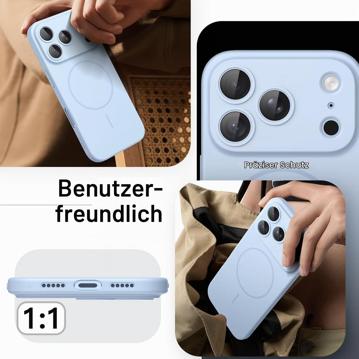 JETech Magnetische Dünne Hülle für iPhone 18 Pro, Schwarz