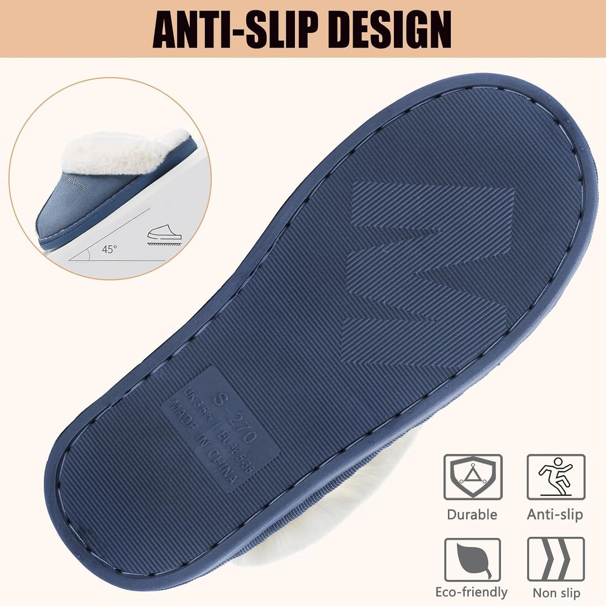 Misolin Damen Herren Hausschuhe Winter Warme Pantoffeln mit Memory-Schaum