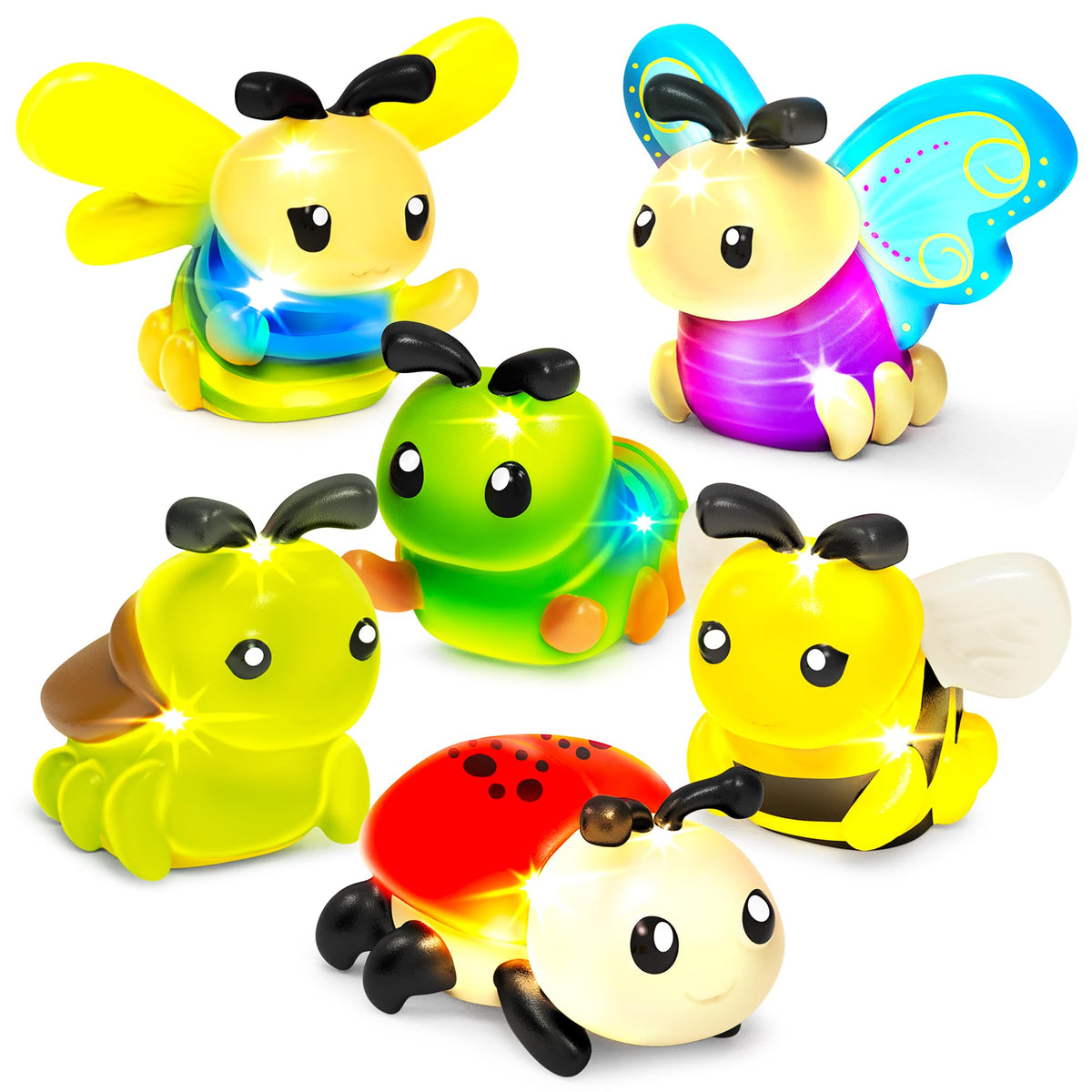 Tub Works® Ocean Rescue™ Fahrzeuge Leucht-Badespielzeug, 6er-Pack | Wasseraktiviertes Leuchtspielzeug blinkt & wechselt die Farbe | Griffiges Badespielzeug für Babys & Kleinkinder | Sensorik-Spielzeug mit Lichteffekten für die Badewanne