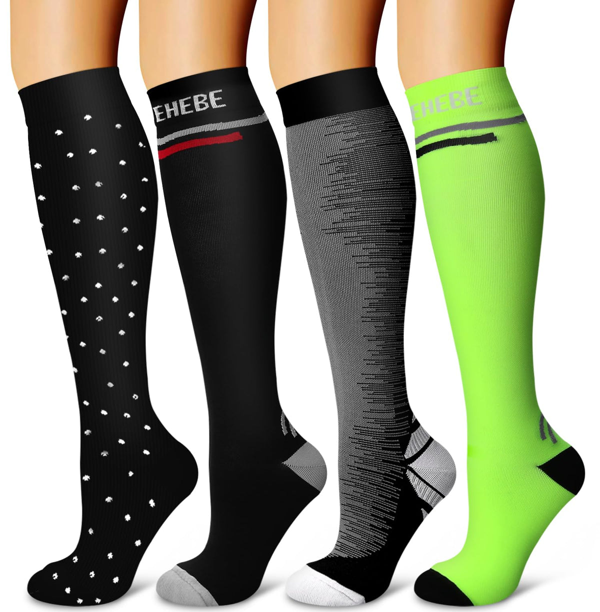 Laite Hebe 4 Pairs-Compression Socks for Women&Men Circulation-Best Support for Nurses