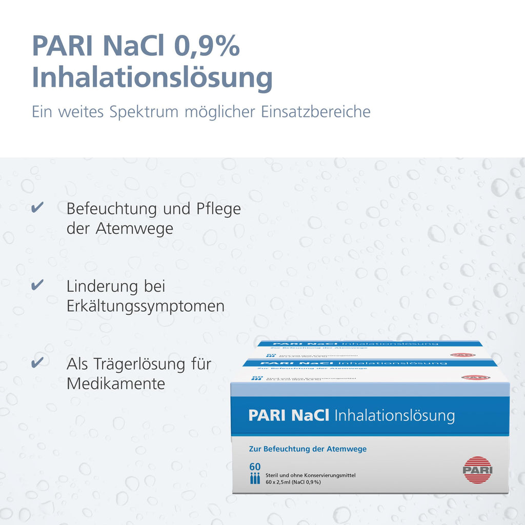 PARI NaCl 0,9% Inhalationslösung - isoton (0,9% Kochsalz),60 x 2,5 ml