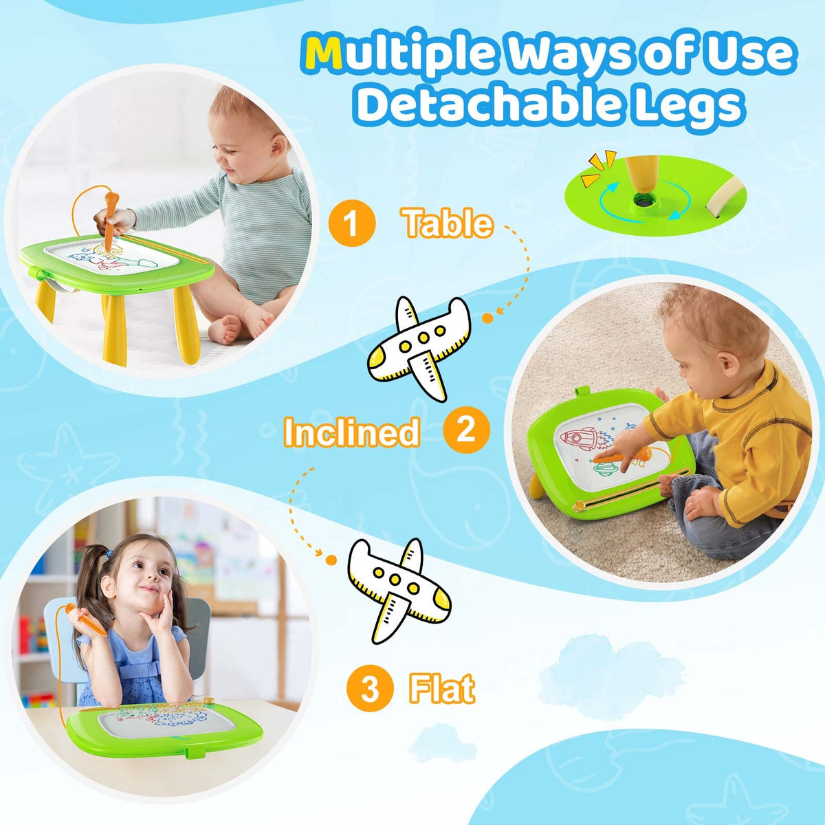 Kikidex Magnetic Drawing Board, Toddler Girl Toys for 1-3 Year Old, Doodle Board Pad Learning and Educational Toys for 1 2 3 Year Old Kids Birthday Gift (Soft Pink)