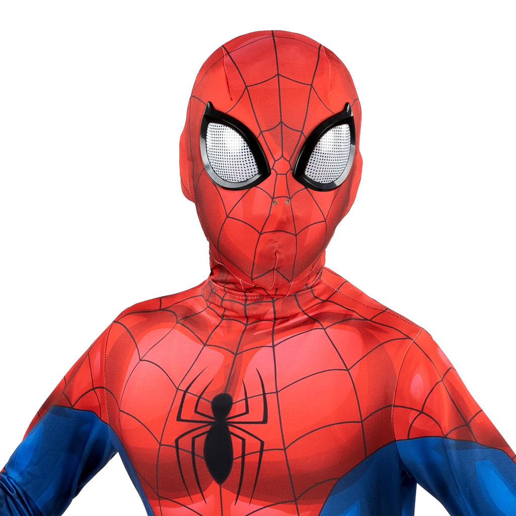 Marvel Spider-Man Official Youth Deluxe Zentai Costume - Deluxe Two-Way Stretch Spandex with Invisible Zippers and Wrist Openings for Added Convenience (S)