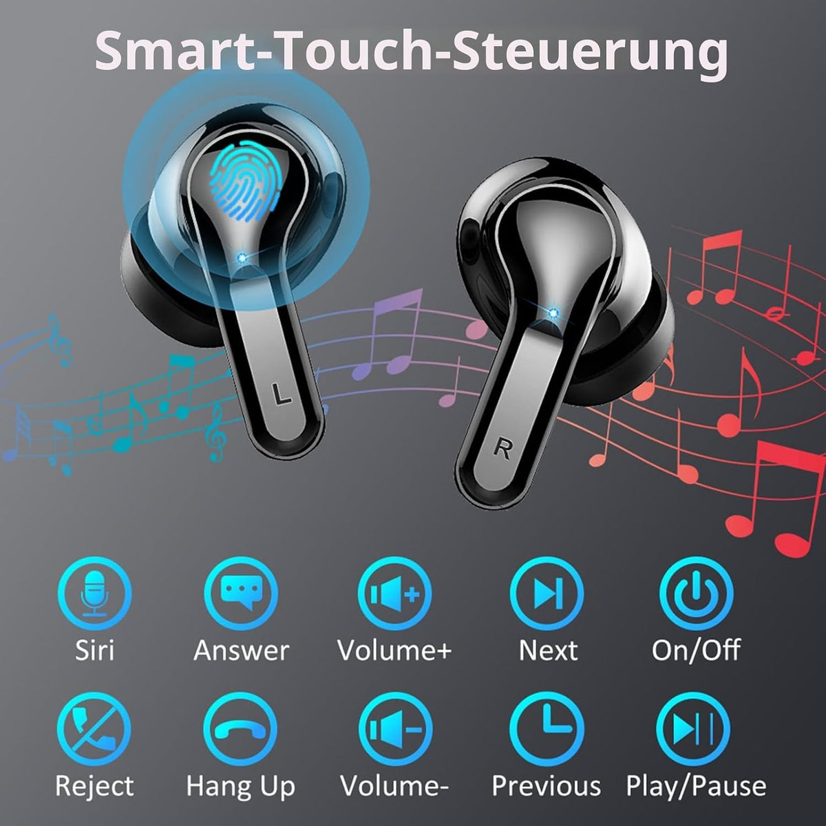 2026 Kopfhörer Kabellos Bluetooth 5.4 Kopfhörer, 6D-Stereo Ohrhörer in Ear