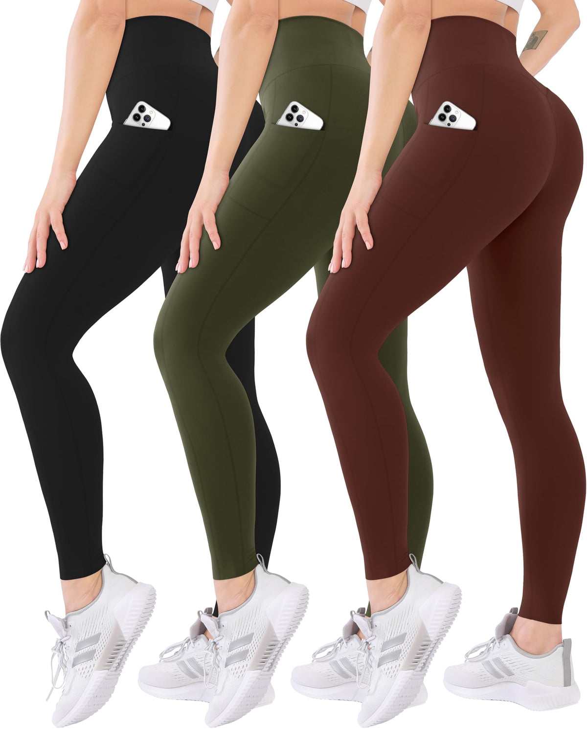 Blisset 3 Pack High Waisted Leggings for Women with Pockets Soft Active Compression Pants for Yoga Running & Daily Wear