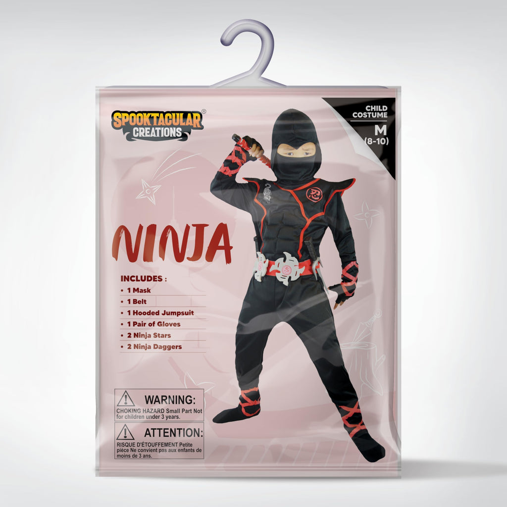 Spooktacular Creations Halloween Ninja Costume, Ninja Outfit Set for Kids, Halloween Costumes for Boys Dress Up Party