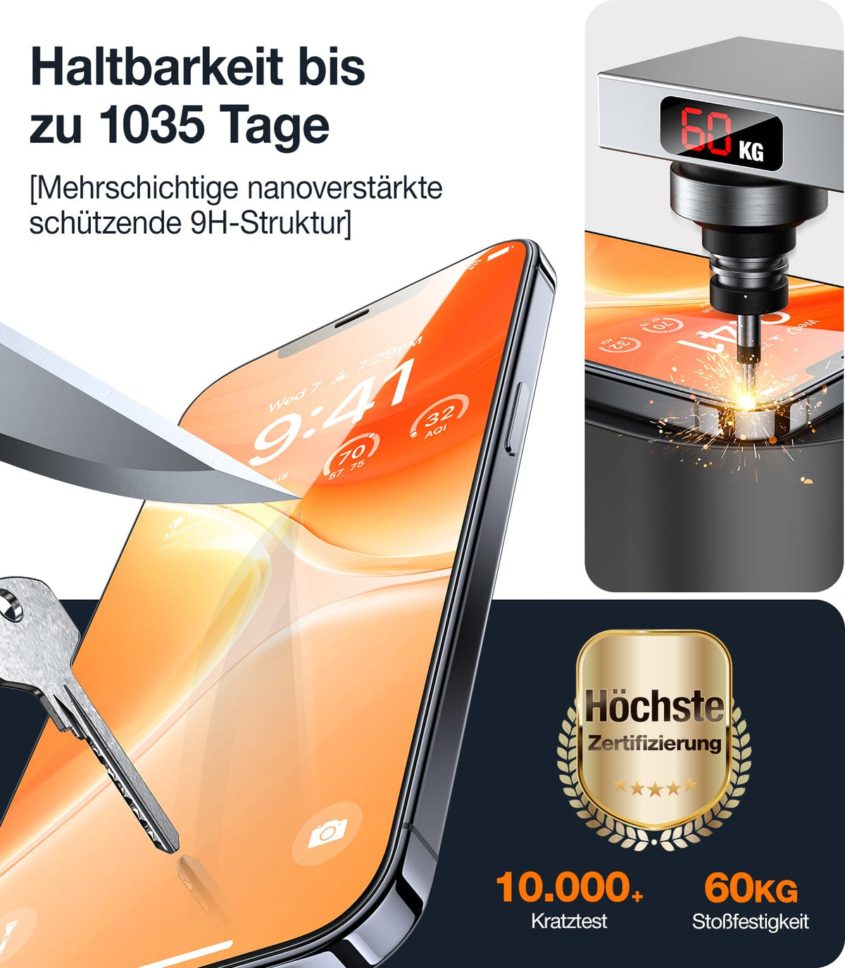 TORRAS für iPhone 18 Pro für Panzerglas TOP 9H+, Auto-Montage, 2 Stück