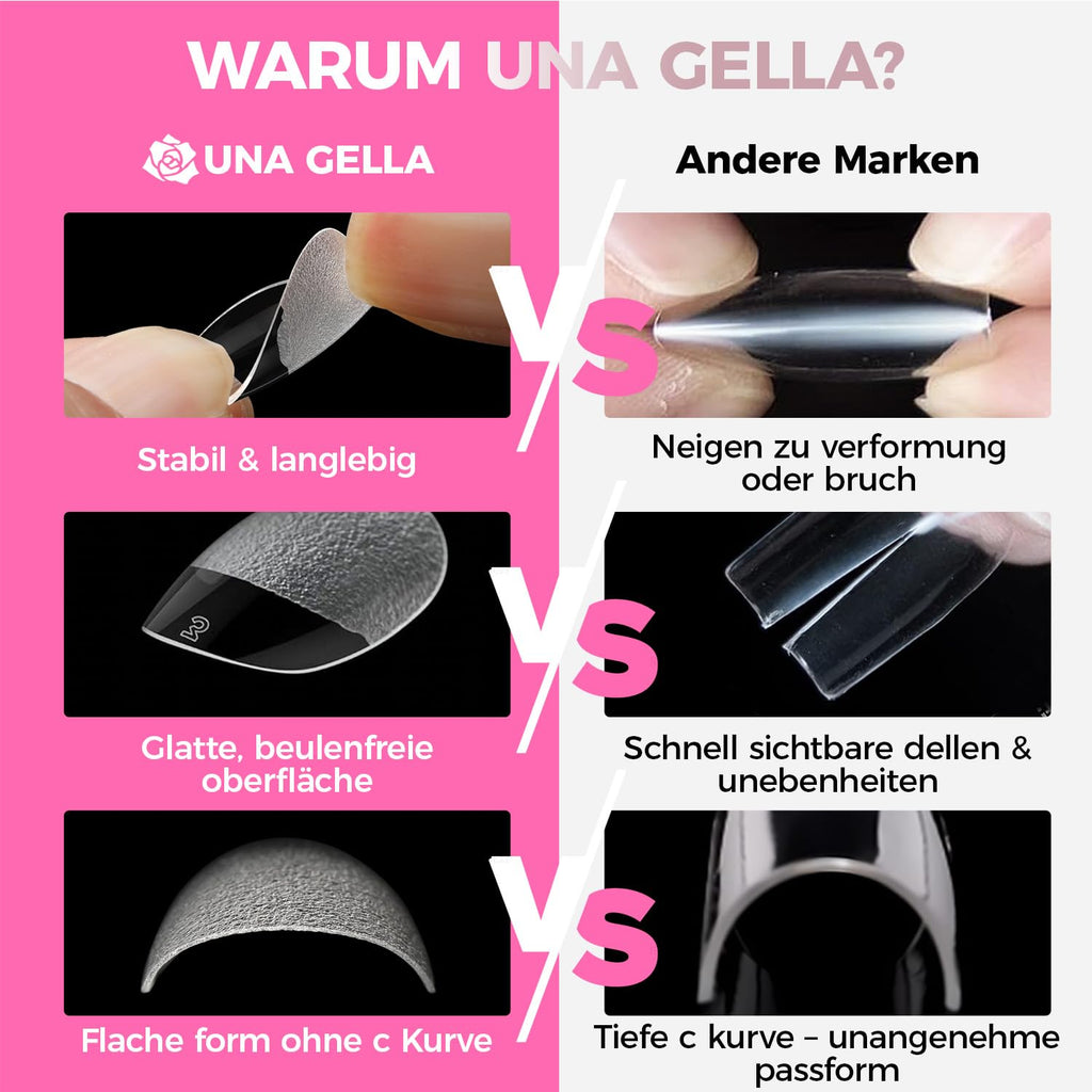 UNA GELLA Kurze Mandel Nail Tips 504 Stück