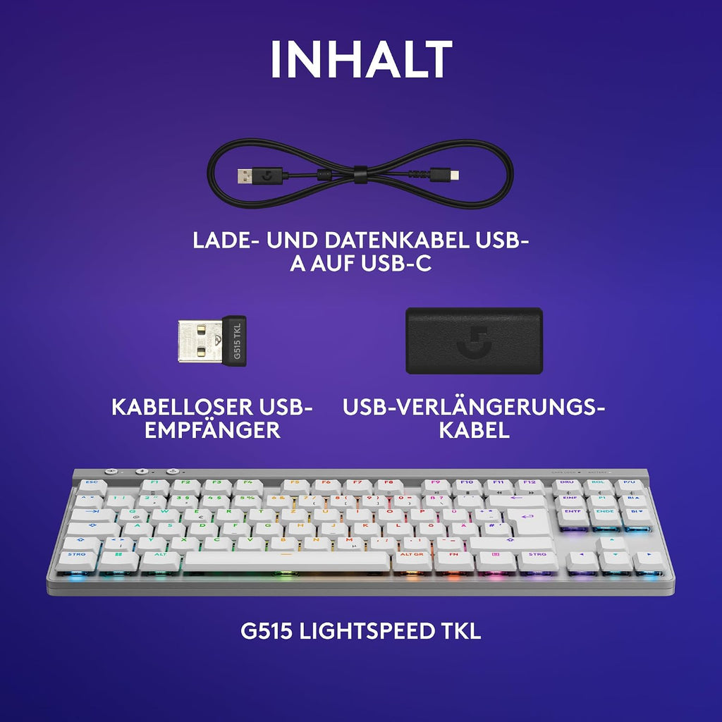 Logitech G G515 LIGHTSPEED TKL kabellose flache Gaming-Tastatur (Schwarz)