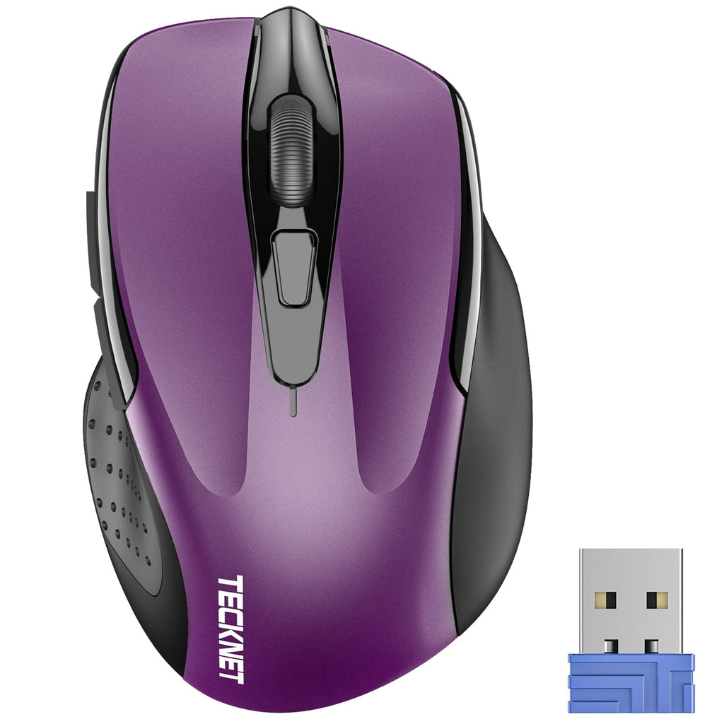 TECKNET Kabellose Maus, 2,4 GHz optische Funkmaus mit USB-Empfänger, Grau