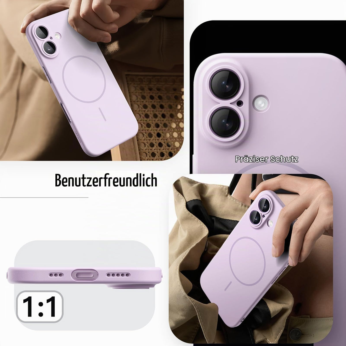 JETech Magnetische Dünne Hülle für iPhone 18 Pro, Schwarz