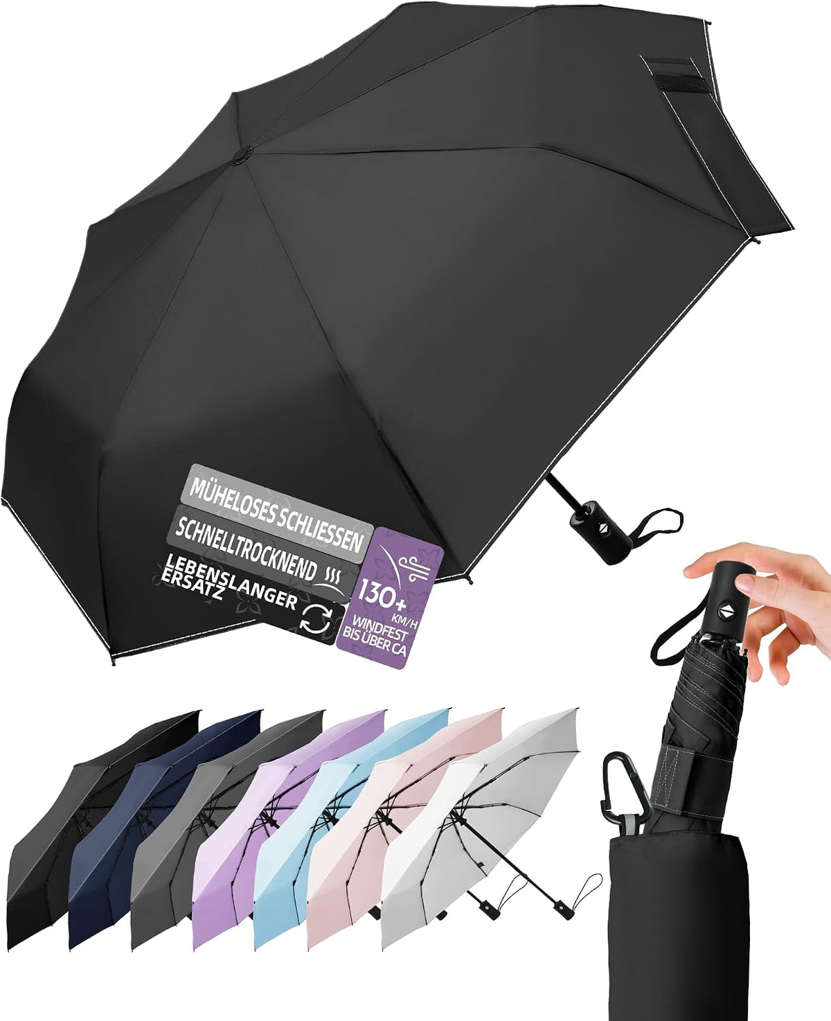 LILAC Regenschirm Klein Stabil Windfest