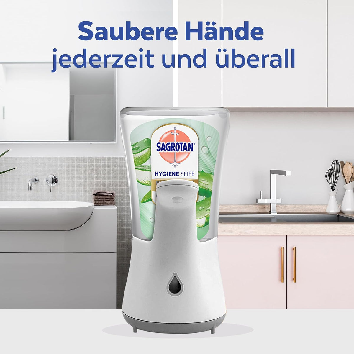 Sagrotan No‑Touch Nachfüller Aloe Vera – Handseife für den automatischen Seifenspender – Sanfte Reinigung für die Hände – Flüssigseife – 5 X 250 ml