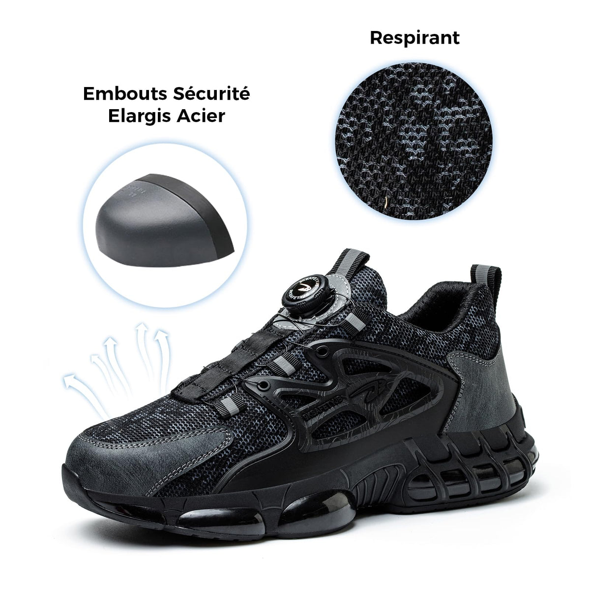 Chaussures de Sécurité Hommes Femmes Basket Respirante Antidérapante Légère Travail avec Embout en Acier 36-46 EU