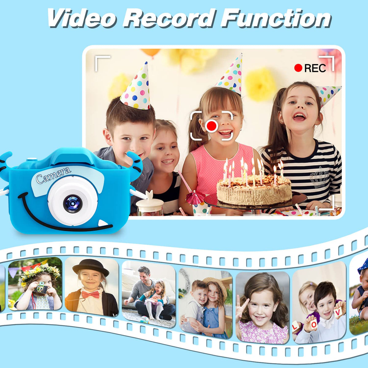 Goopow Kids Camera Toys for 3-8 Year Old Girls Boys,Children Digital Video Camcorder Camera with Cartoon Soft Cover, Best Chritmas Birthday Festival Gift for Kids