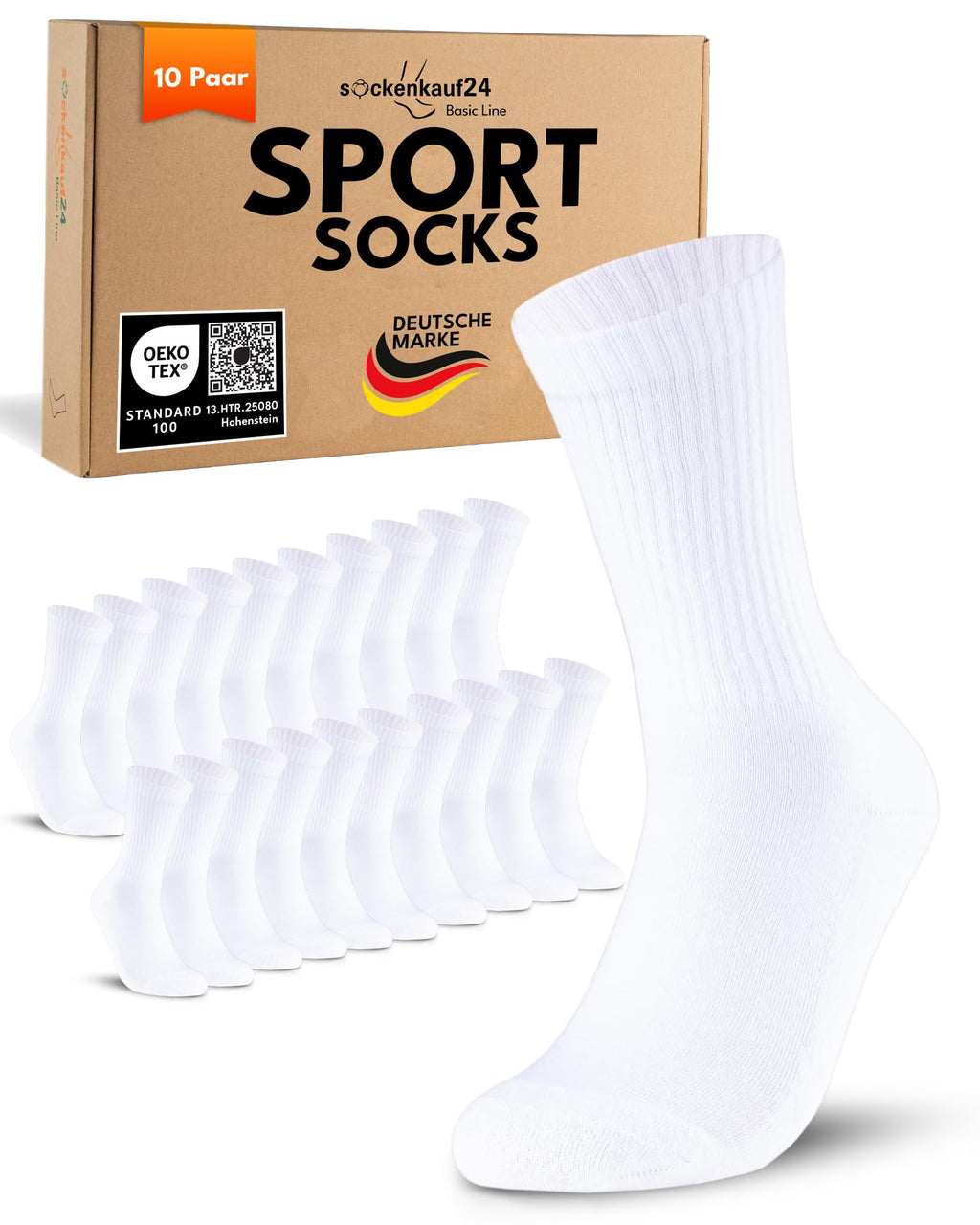 10 Paar Sportsocken Tennissocken Herren Damen Atmungsaktive Crew Socken Baumwolle