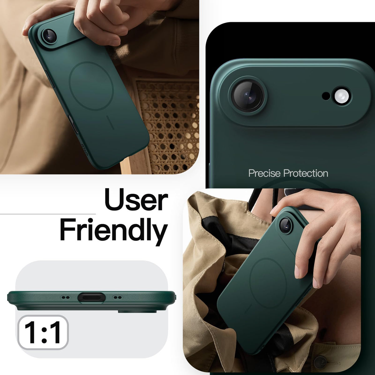 JETech Magnetische Dünne Hülle für iPhone 18 Pro, Schwarz
