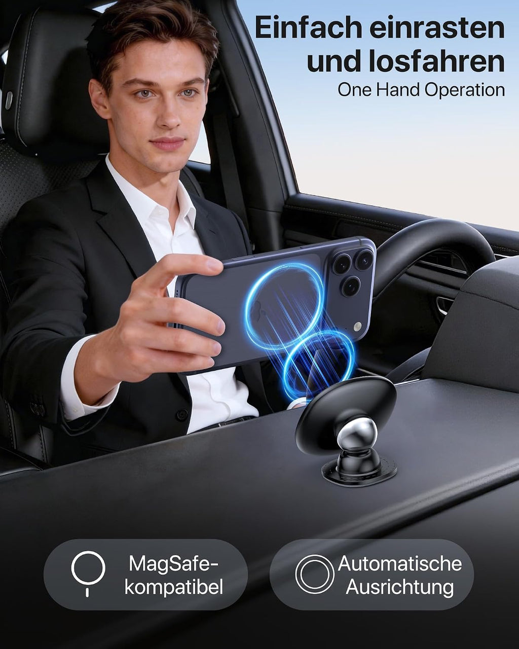 Miracase [2026 Upgraded Handyhalterung Auto Handy Halterung,Universal Car Phone Holder[Stärkste Saugnapf & Lüftungshaken] 360° Drehbar kfz autohalterung Lautsprecher für iPhone Samsung Galaxy Google