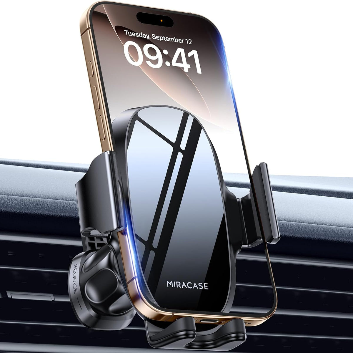 Miracase [2026 Upgraded Handyhalterung Auto Handy Halterung,Universal Car Phone Holder[Stärkste Saugnapf & Lüftungshaken] 360° Drehbar kfz autohalterung Lautsprecher für iPhone Samsung Galaxy Google