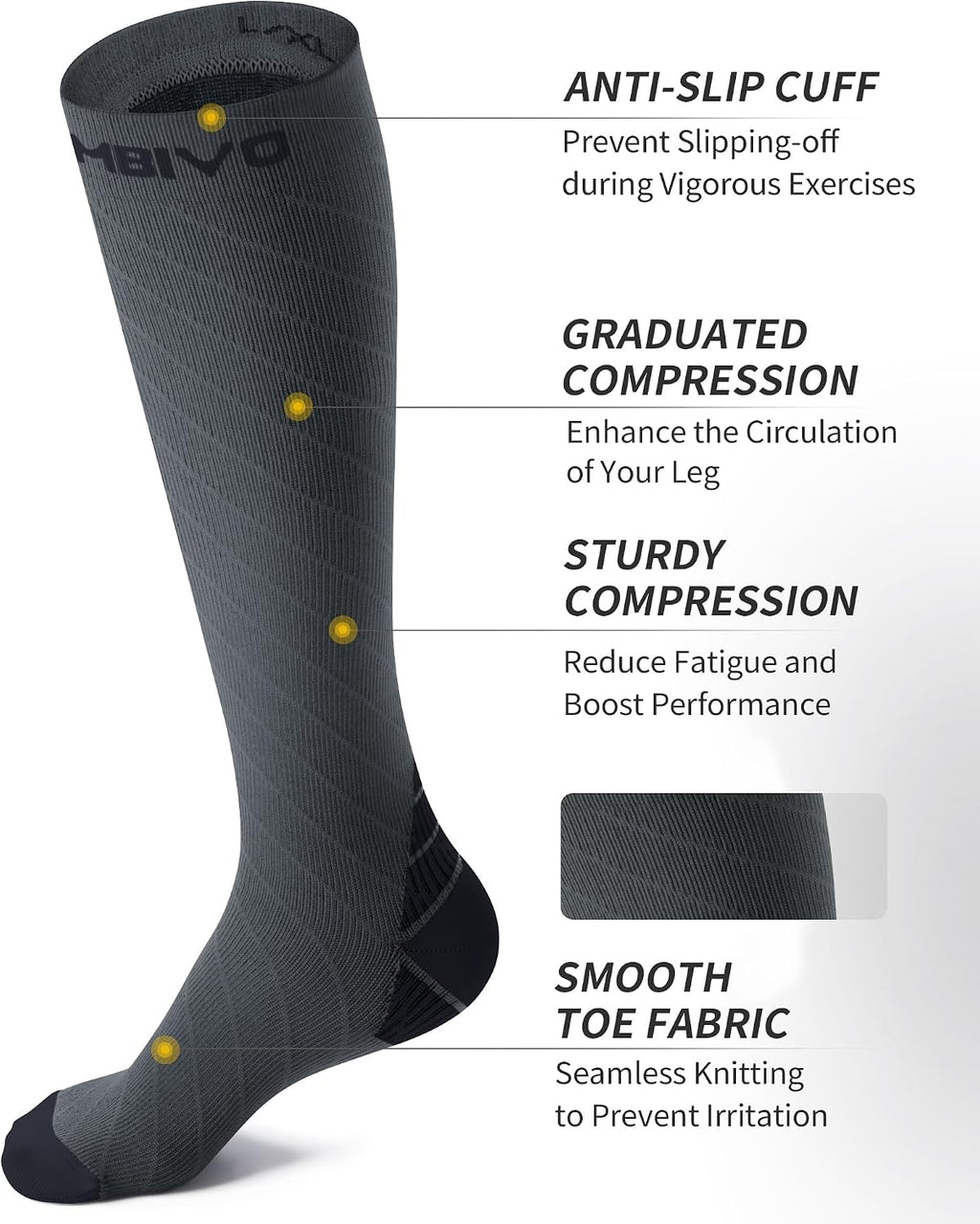 CAMBIVO Compression Socks for Women & Men 2 Pairs, Travel Flight Socks
