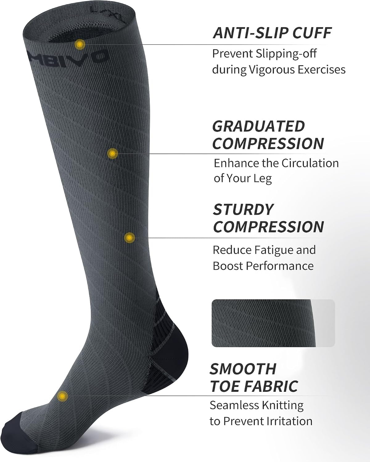 CAMBIVO Compression Socks for Women & Men 2 Pairs, Travel Flight Socks