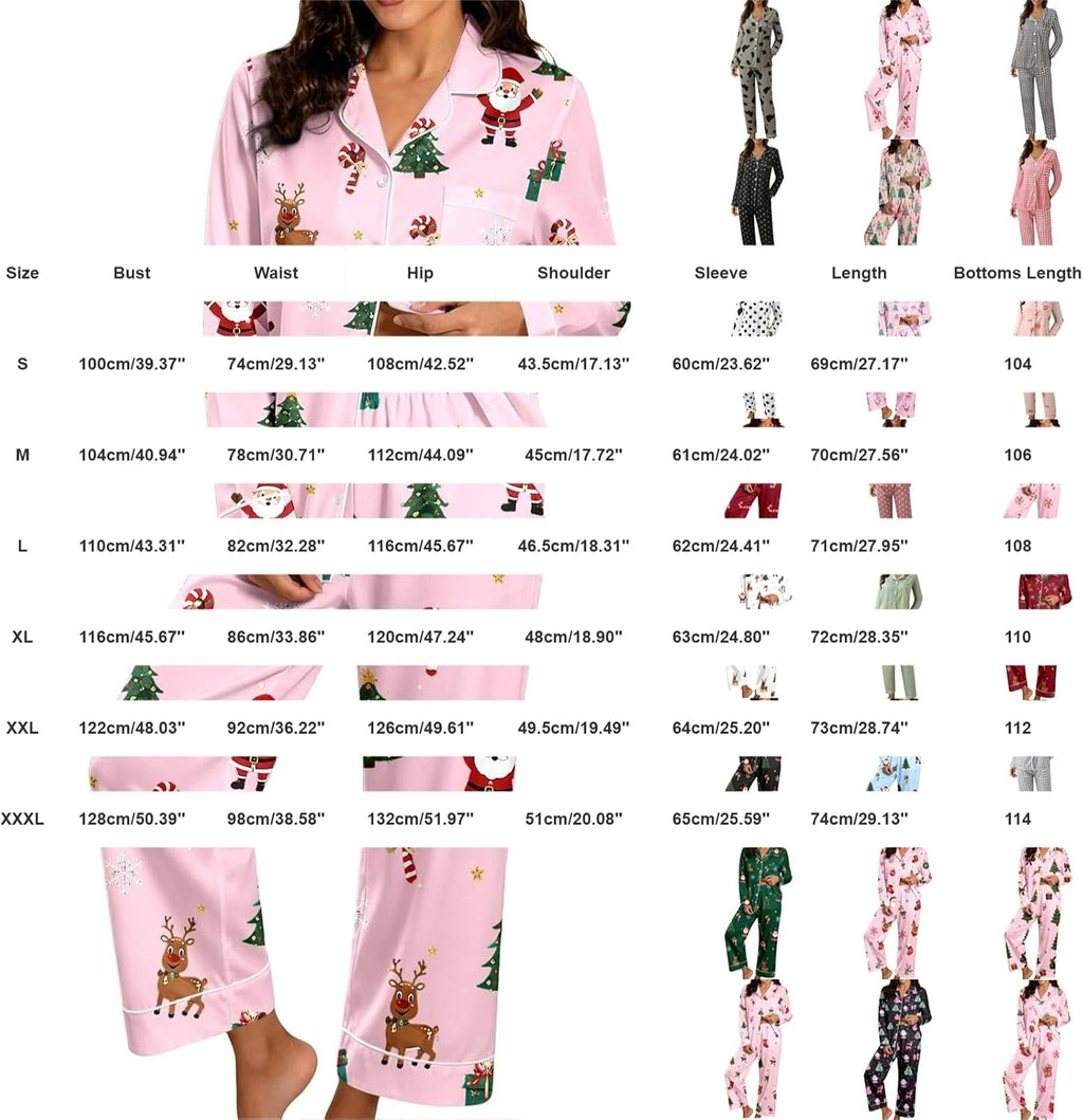 Christmas Pyjamas Women 2026 2 Ladies Pieces Fluffy Pjs Matching Christmas Womens Pyjamas Long Sleeve Xams Plus Size Fashion Autumn Winter Nightwear Lounge Wear Sets for Women UK