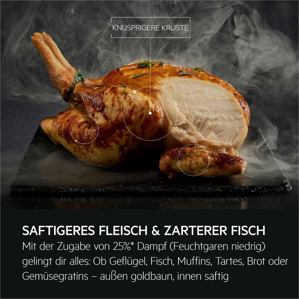 AEG Einbaubackofen, Serie 5 Ringheißluft: Gleichmäßige Garergebnisse auf 3 Ebenen, Pyrolyse Selbstreinigung, 45 Automatikprogramme, LED-Touchdisplay, Schnellaufheizung, Edelstahl, OU5PB40WSM