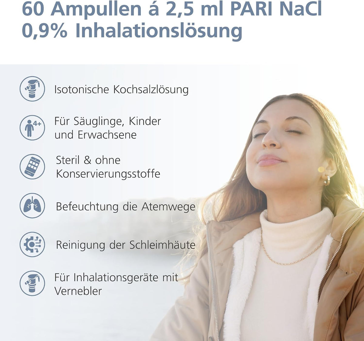 PARI NaCl 0,9% Inhalationslösung - isoton (0,9% Kochsalz),60 x 2,5 ml