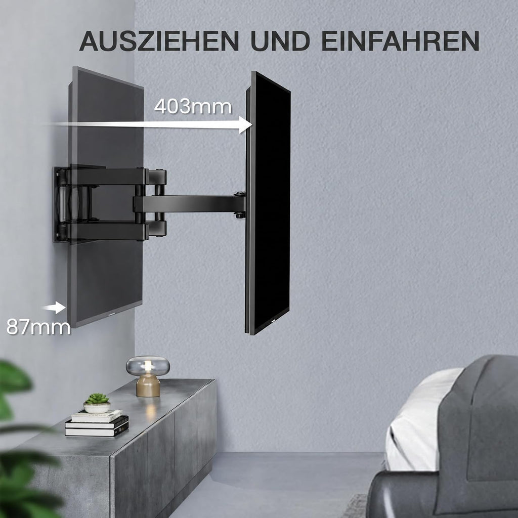 PERLESMITH TV-Wandhalterung, TV-Wandhalterung für 26-70 Zoll Fernseher, 45 kg