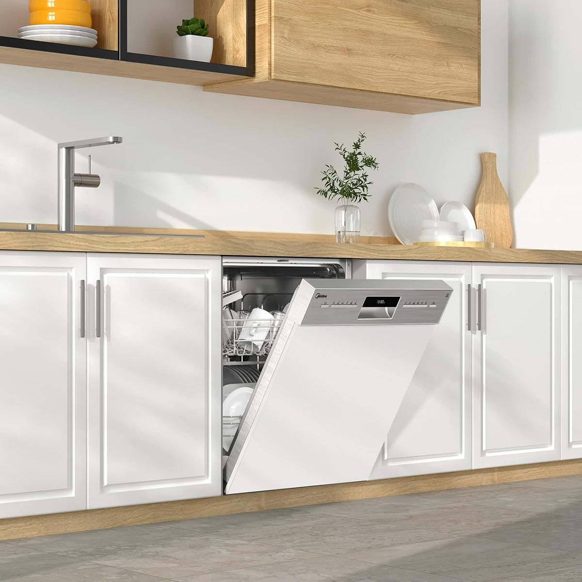 Midea Geschirrspüler Teilintegriert 60 cm Einbau Spülmaschine 13 Gedecke