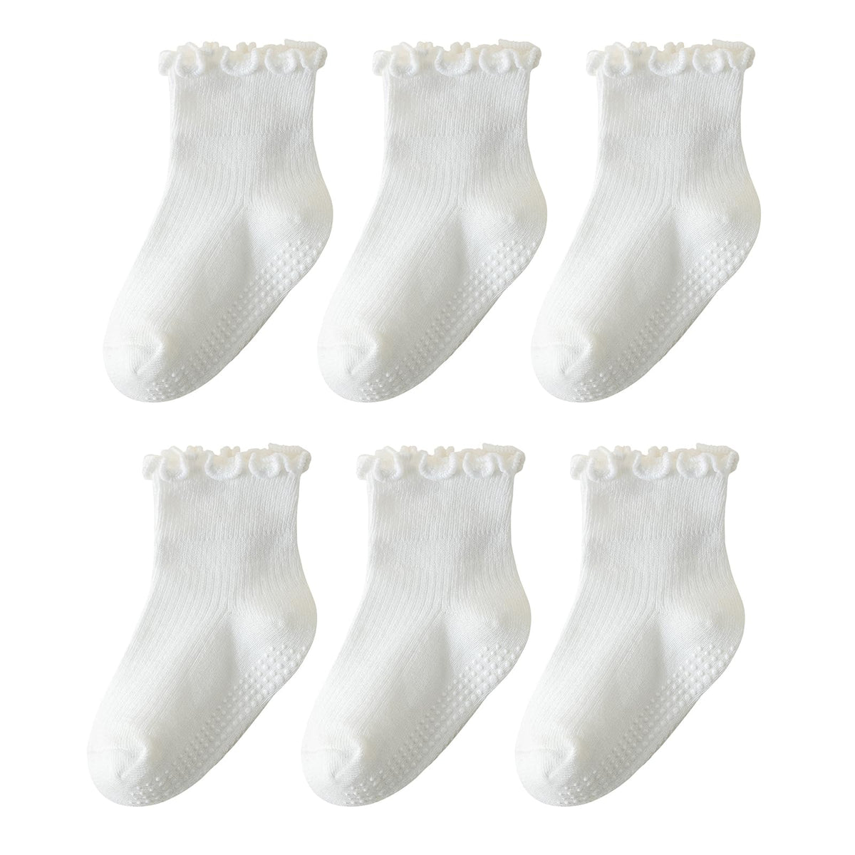 ANYANIME Kleinkind-Socken mit Rüschen für Mädchen, rutschfeste Babysocken mit Noppen, süße Rüschen-Socken
