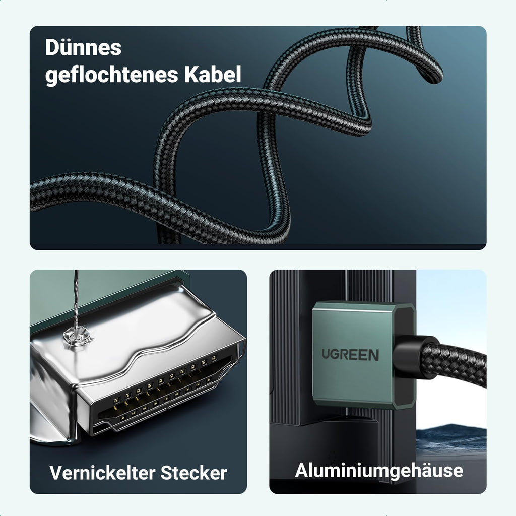 UGREEN HDMI 2.1 Kabel, Schlank, 8K@60Hz, 4K@120Hz, Aluminiumgehäuse, 2M