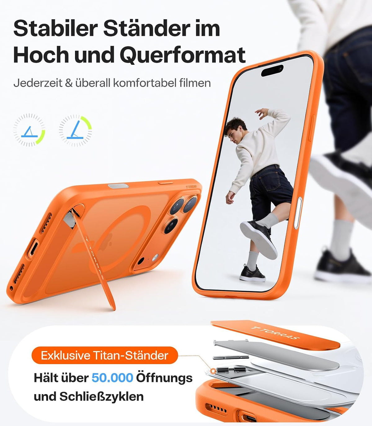 TORRAS Ostand L1 Hülle für iPhone 16 Pro für MagSafe Case, Schwarz