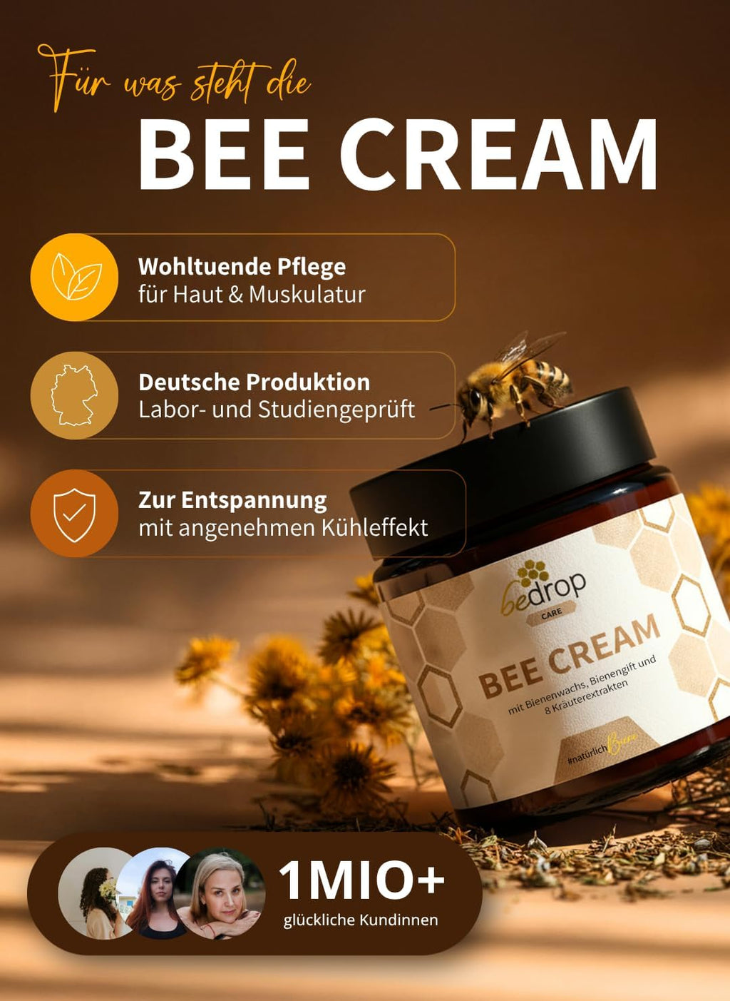 bedrop Bee Cream Bienengiftsalbe hochdosiert (kühlend & wärmend) - 100g