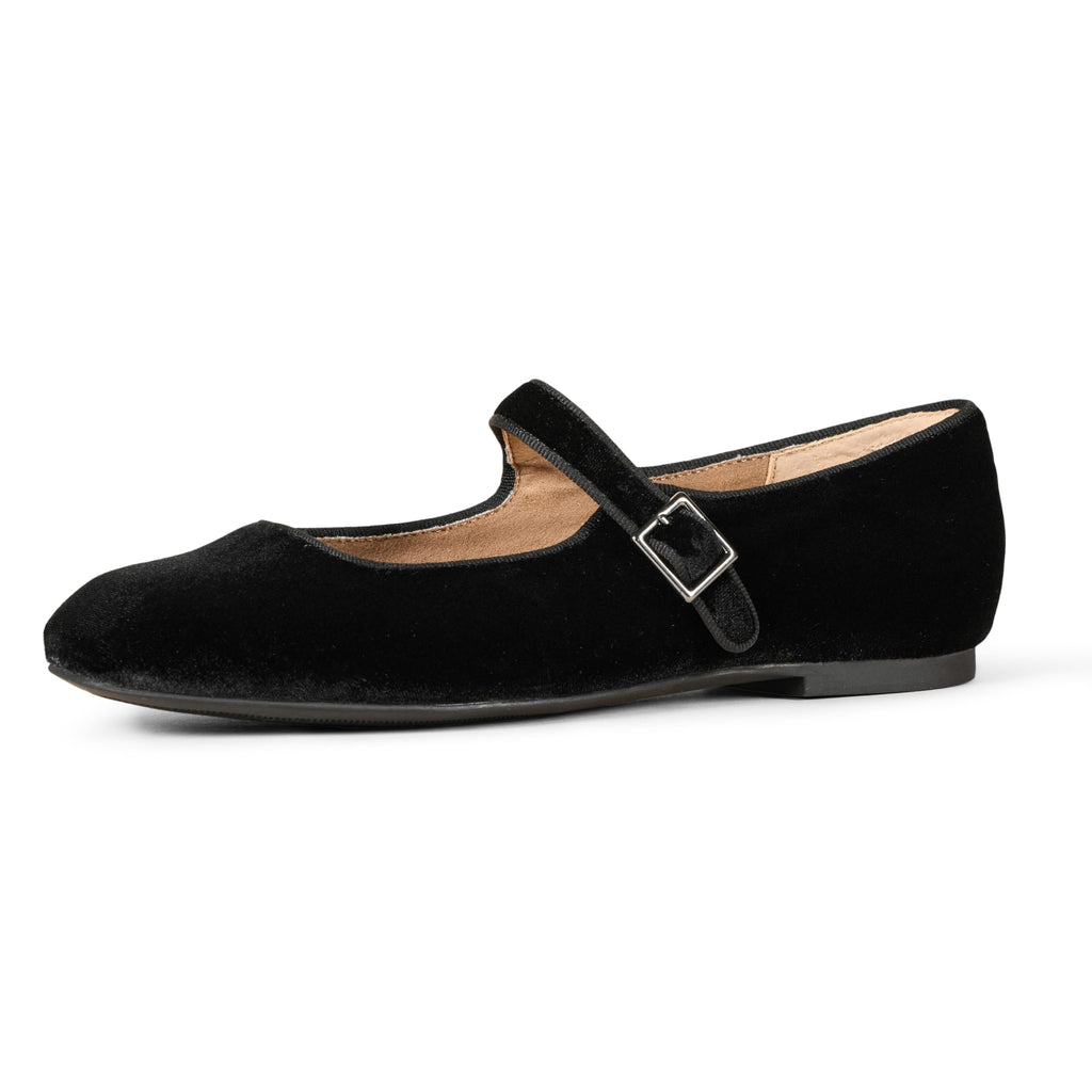 Amazon Essentials Women's Square-Toe Mary Jane Ballet Flat with Adjustable Metal Buckle Strap, Non-Slip Low Heel, Cushioned