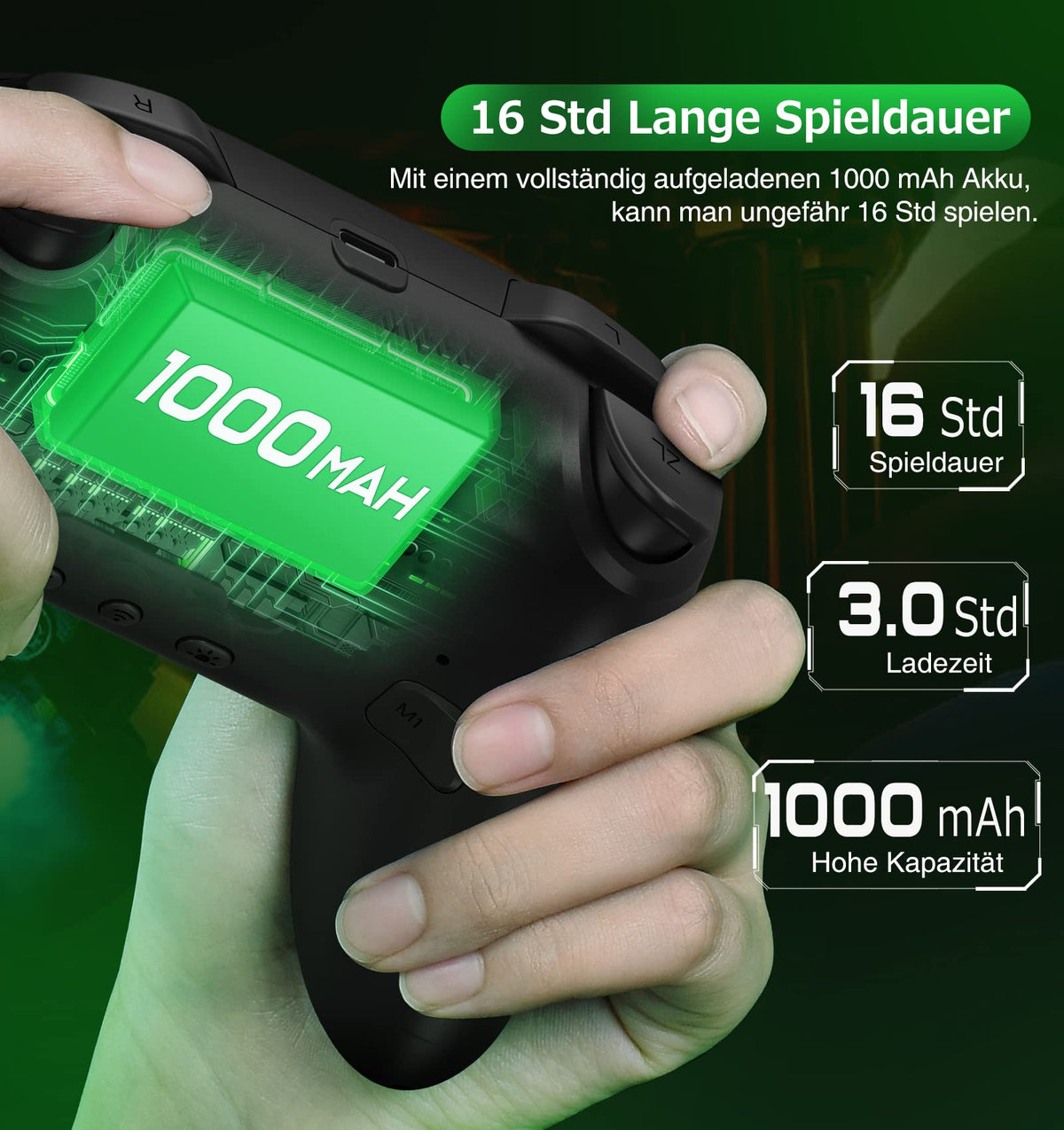 HELLCOOL Switch Controller, Kabellos Switch Pro Controller für Switch/Lite/OLED Konsole, Macro/Turbo/Aufwachfunktion, Präzise Steuerung, Dual Motors Vibration, 15 Std Spieldauer