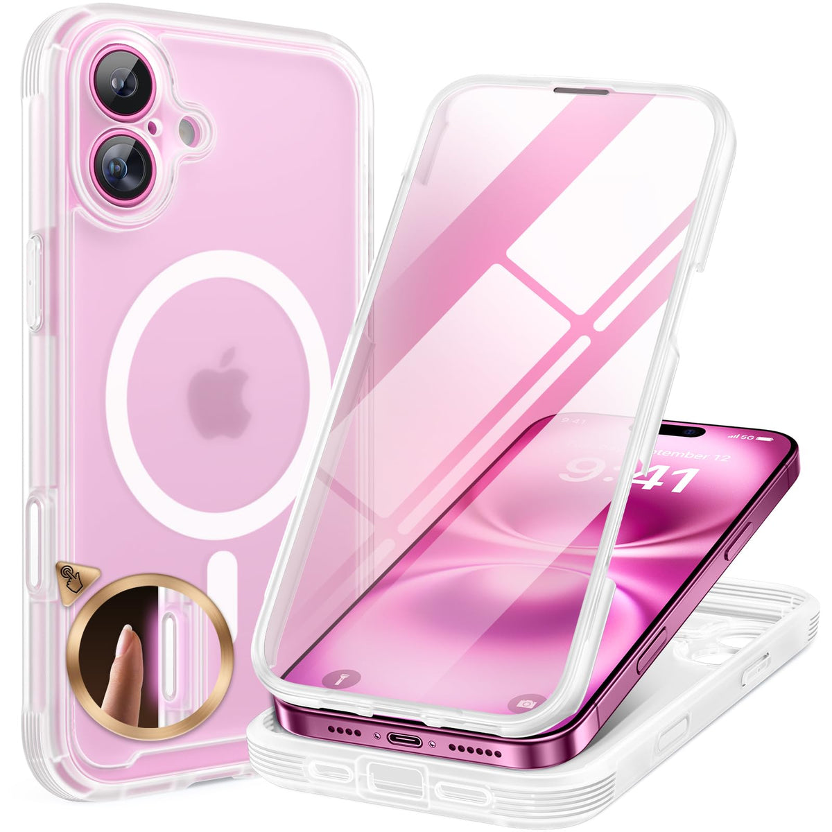 Miracase für iPhone 17 Hülle 6,3 Zoll,360 Grad Komplettschutz,Schwarz