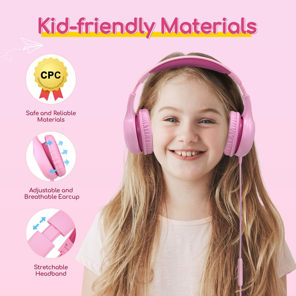 EarFun Kinder Kopfhörer mit 3,5 mm Kabel, Lautstärkebegrenzung, Blau-grün