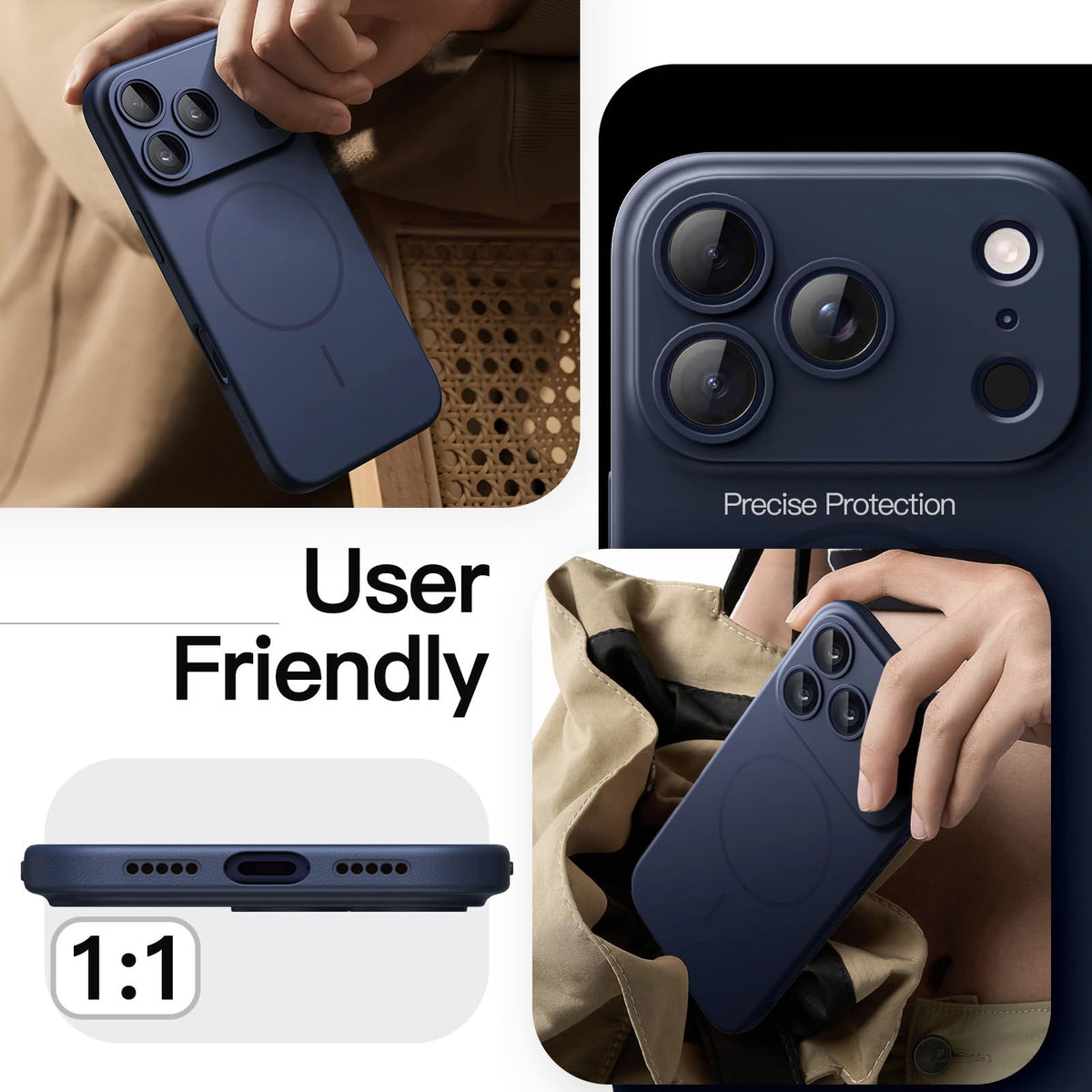 JETech Magnetische Dünne Hülle für iPhone 18 Pro, Schwarz