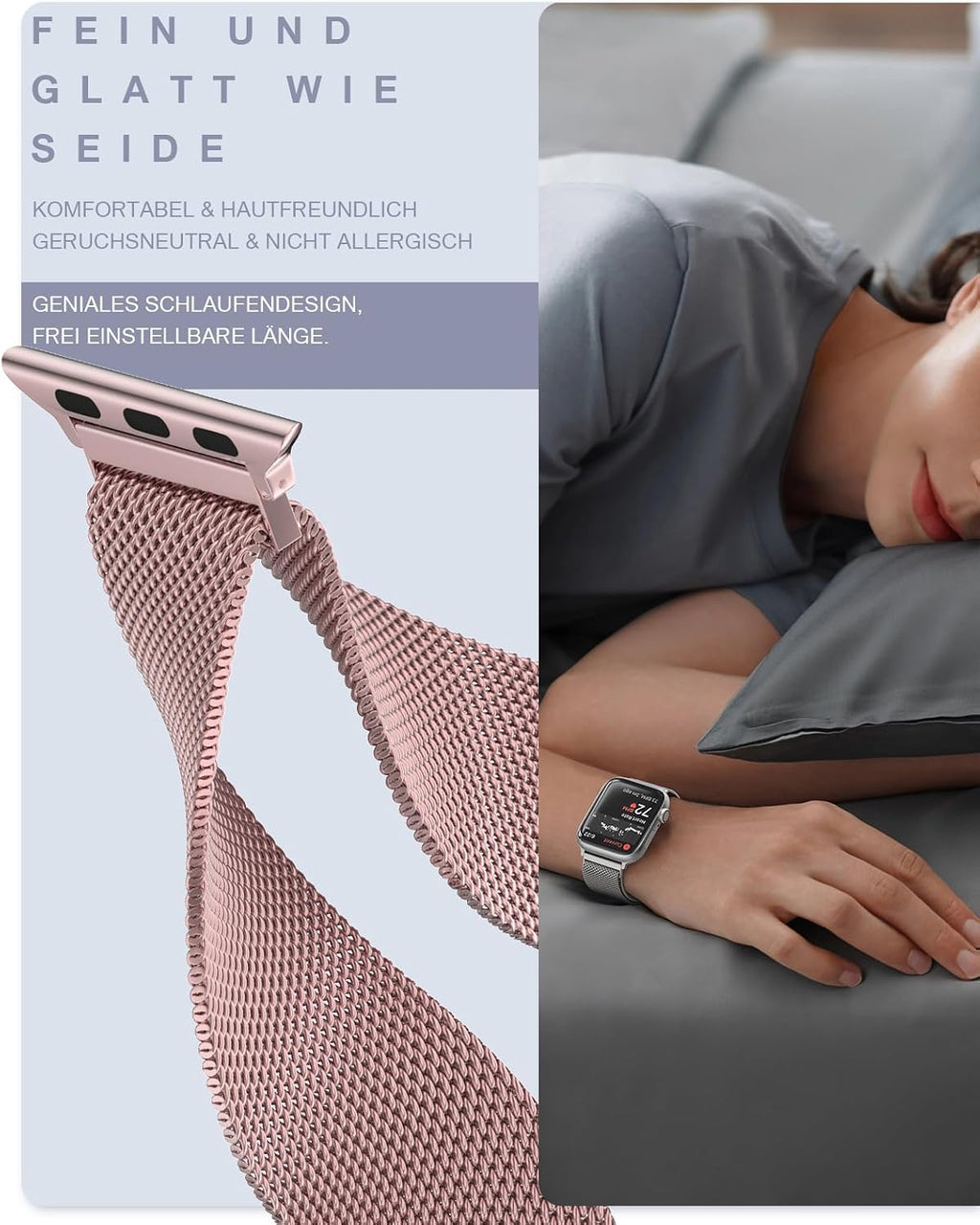 OULUOQI Edelstahl Milanaise Armband für Apple Watch 44mm 46mm 45mm 49mm