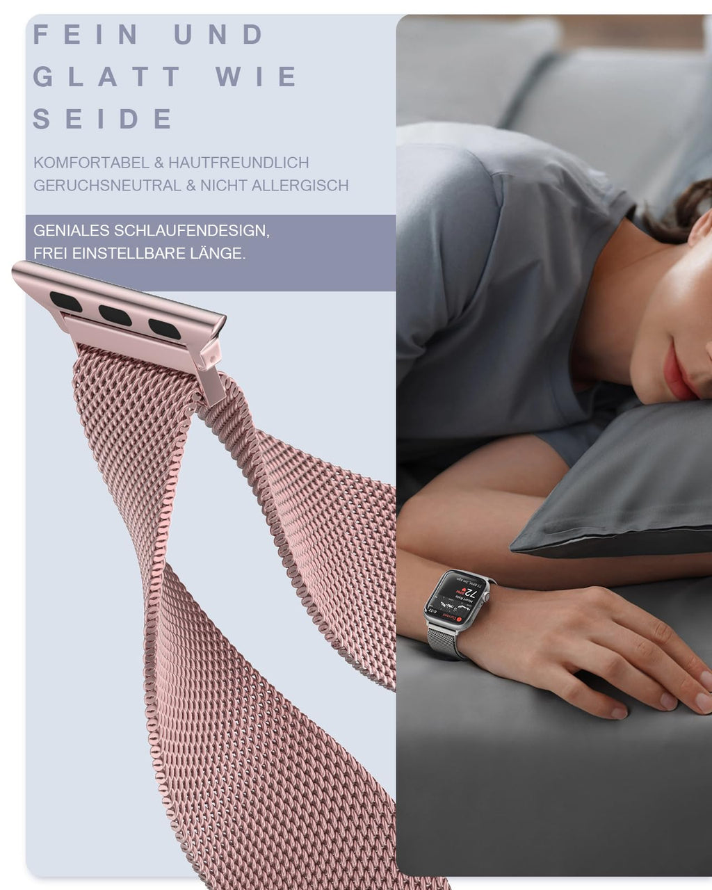 OULUOQI Edelstahl Milanaise Armband für Apple Watch 44mm 46mm 45mm 49mm