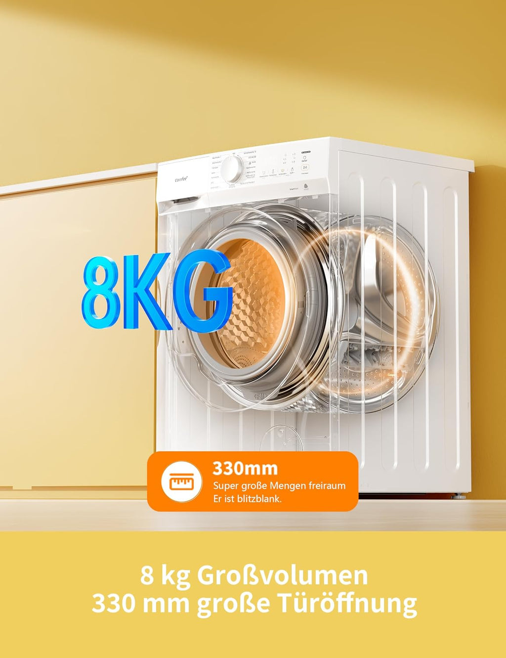 Comfee Frontlader Waschmaschine 8 kg Energieklasse A-10% weiß CF08EWP05W