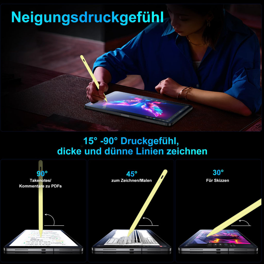 Stift für iPad, (2018-2025) Pencil 2nd Generation für Apple mit Schnellladeleistung Palm Rejection und Neigungssensitivität Stylus für i Pad 6-10, i Pad Pro 13''/12,9''/11'', Mini 6/5, Air 5/4/3