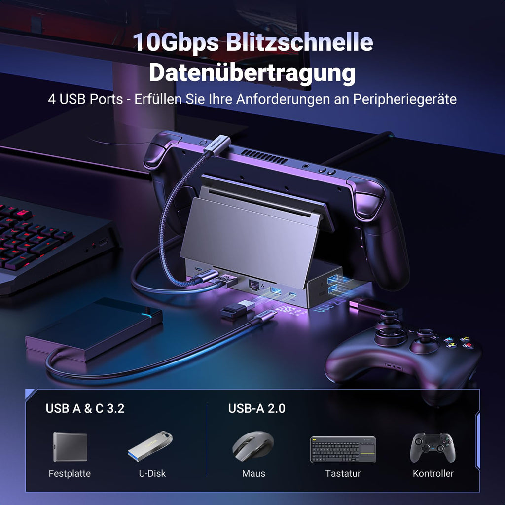 UGREEN Steam Deck Dock mit HDMI 4K@120Hz, Verstellbares Docking Station