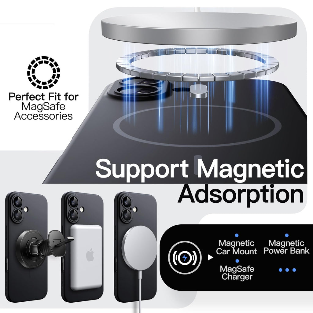 JETech Magnetische Dünne Hülle für iPhone 18 Pro, Schwarz