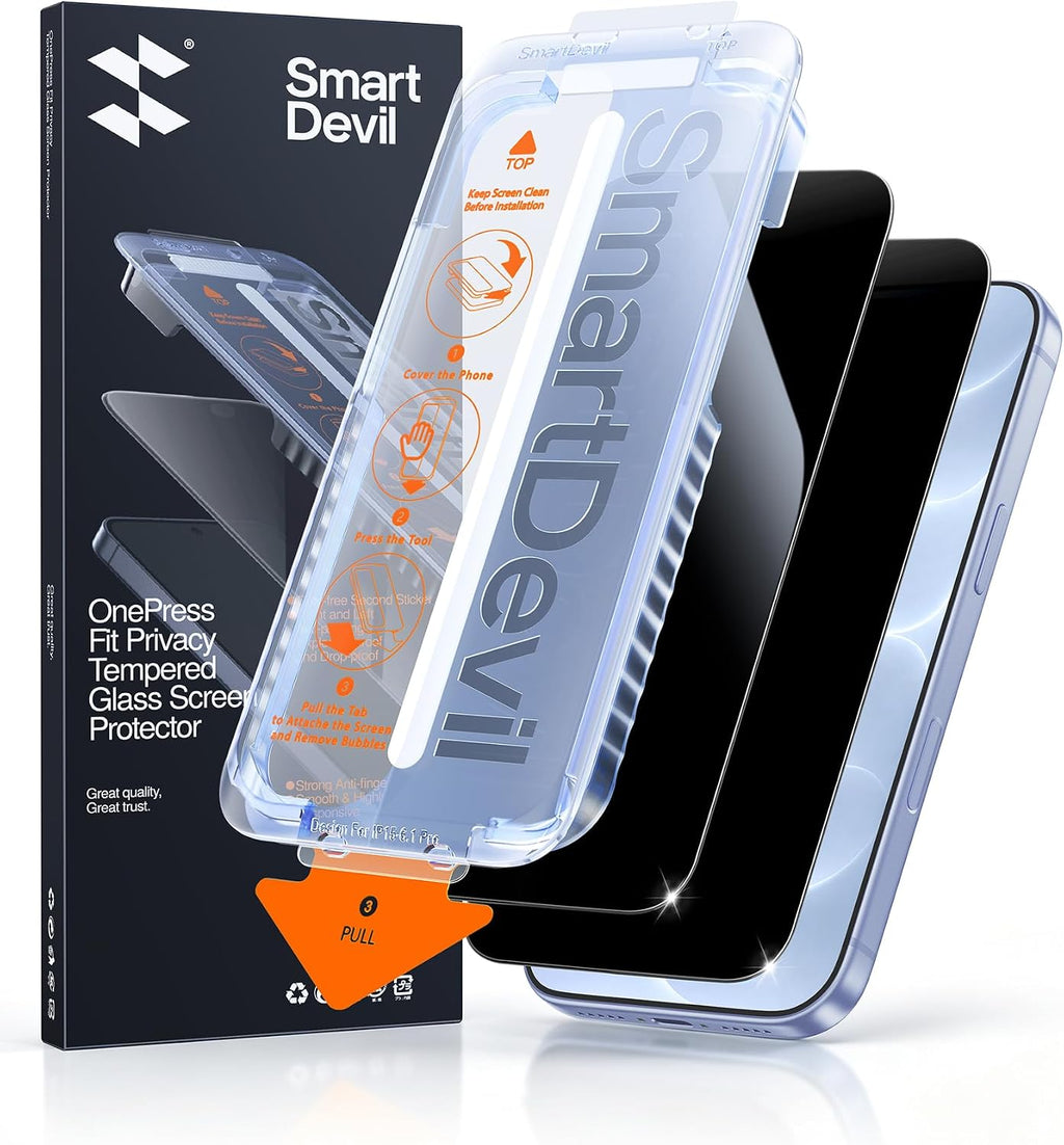 SMARTDEVIL 2 Pack Privatsphäre Schutz für iPhone 17 Panzerglas